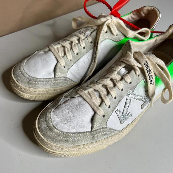 Off-White Low Top‎ Sneakers White Green Zip Tie Arrow Logo Size US 7 EU 40 main image 9